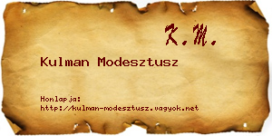 Kulman Modesztusz névjegykártya